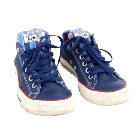 Converse All Star BLUE COTTON LACE UP FLAT ROUND TOE COMFORT SNEAKERS SHOES Sz 9 - Picture 1 of 11